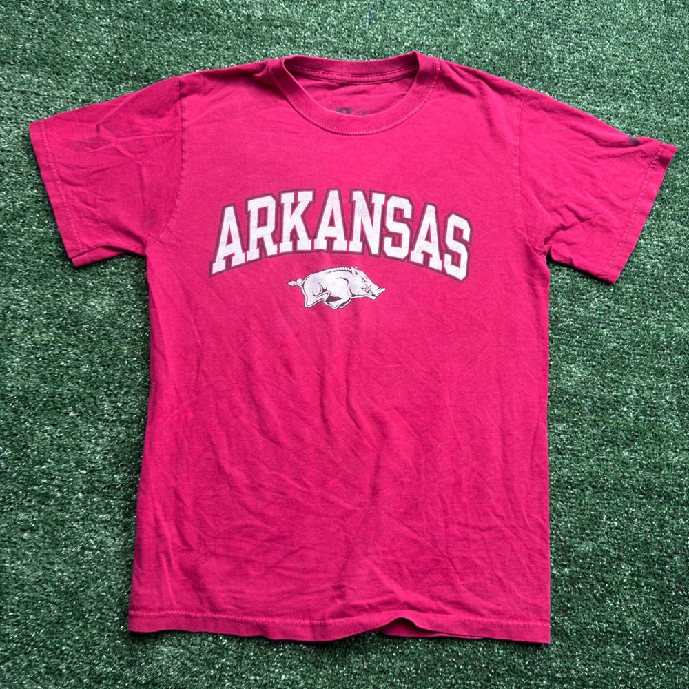 Russell Athletic Arkansas Razorbacks T-Shirt Mens Small Red Graphic Tee NCAA